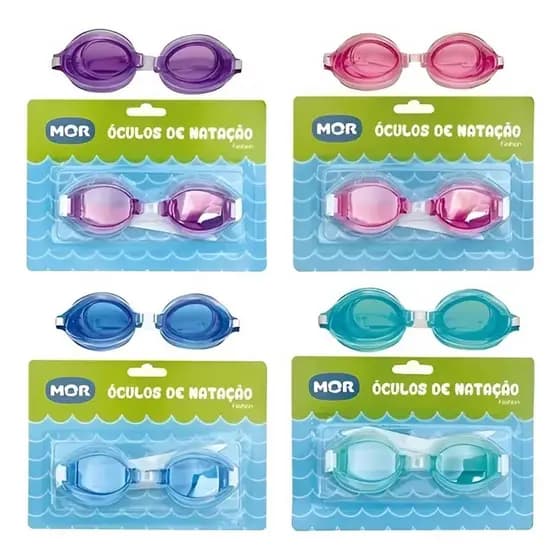 Kit 10 Óculos Natação Infantil MOR Original Antiembaçante Ajustável Piscina Criança Menino Menina.
