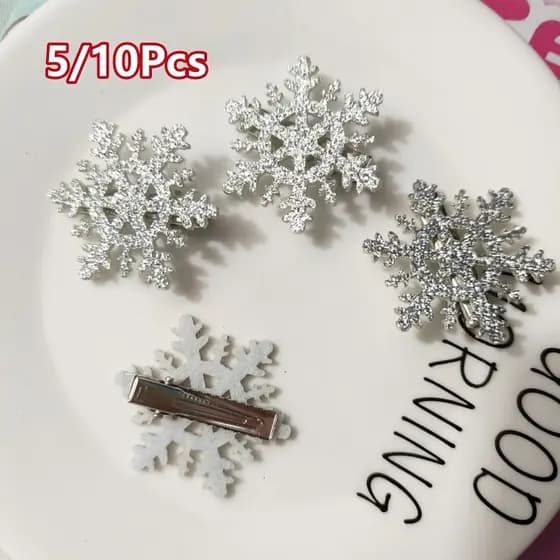 5/10 Pçs Tira Floco De Neve Grampo De Cabelo Feminino Meninas Doce Franja Clipe Lateral Chapéu De Natal