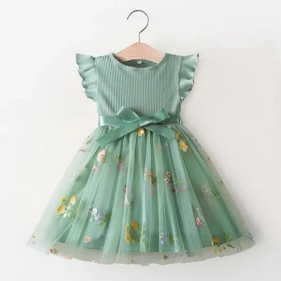 Vestido Infantil Adorável De Flores Para Meninas Aniversário Fada Tule De Princesa Babados Crianças E