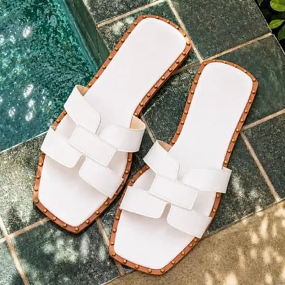 Sandália Feminina Rasteirinha H Chinelo Casual Confortável Dia a Dia Barato Rasteira Chinela