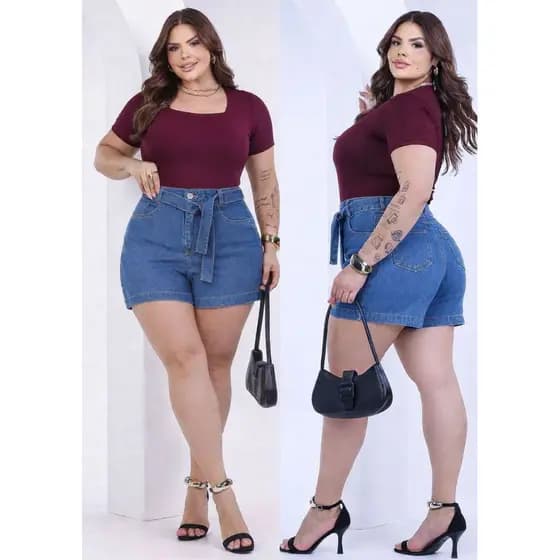 Short Jeans Plus Size com Elastano Cintura Alta Modela e Valoriza Suas Curvas