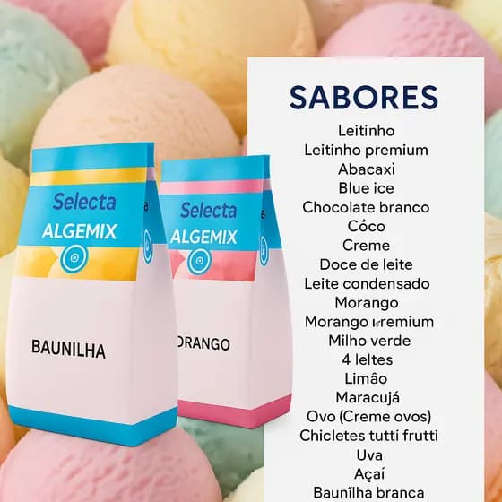 Base para Sorvete Algemix Selecta 1kg – Mistura para Sorvete, Picolé e Geladinho Profissional