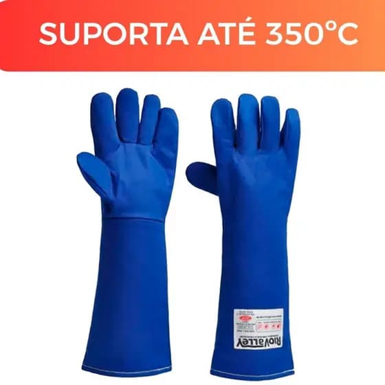 Luva Termica Cozinha Industrial Alta Resistencia Rio Valley Radiant 5 Dedos azul 350C
