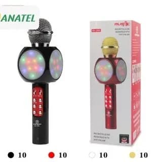 Microfone Bluetooth Karaokê Original Tomate MT-1033 com LED RGB