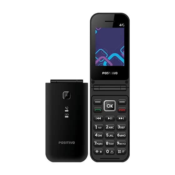 Celular Positivo P51 Flip 4G Dual Sim Rádio FM Botão SOS Fácil Discagem