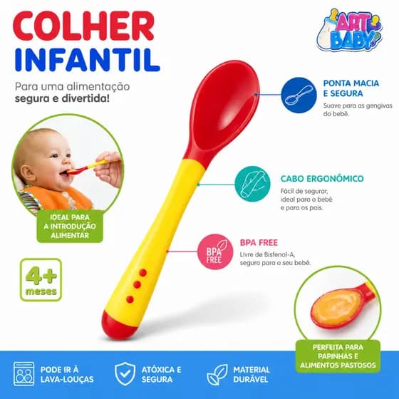 Colher Termossensível Muda de Cor Bebe Silicone Muda de Cor Antiqueimadura
