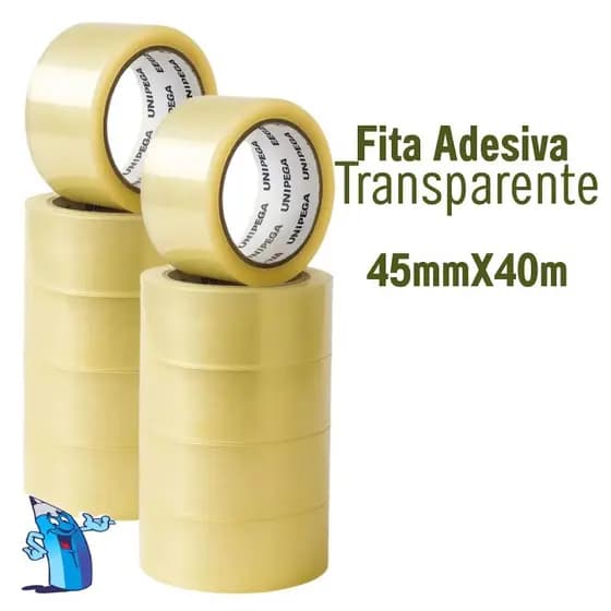 KIT 10 FITAS ADESIVAS TRANSPARENTE 45MMX40M LARGA EMBALAGEM 2215