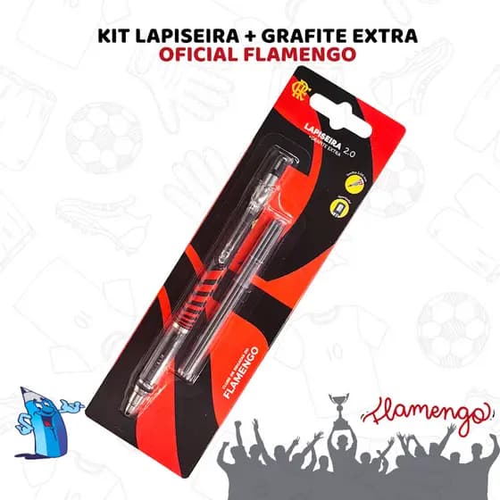 LAPISEIRA DO FLAMENGO 2,0MM OFICIAL + 1 CAIXA DE GRAFITE 2.0MM PONTA GROSSA RESISTENTE
