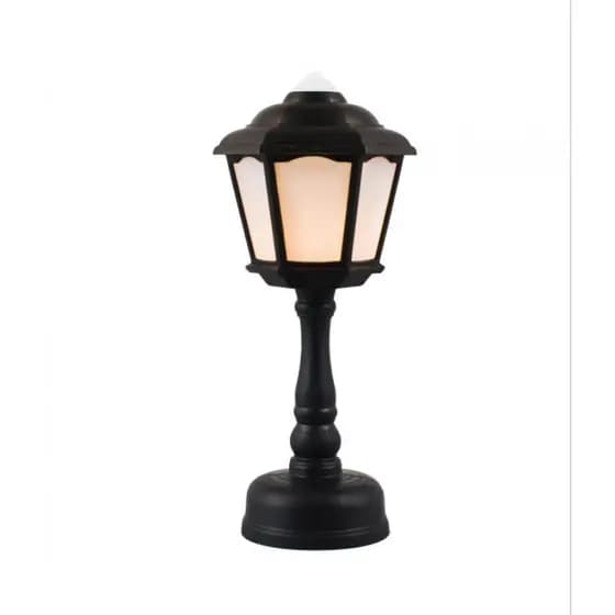 Luminária Plástico Poste Antigo Preto 17cm - GJ016