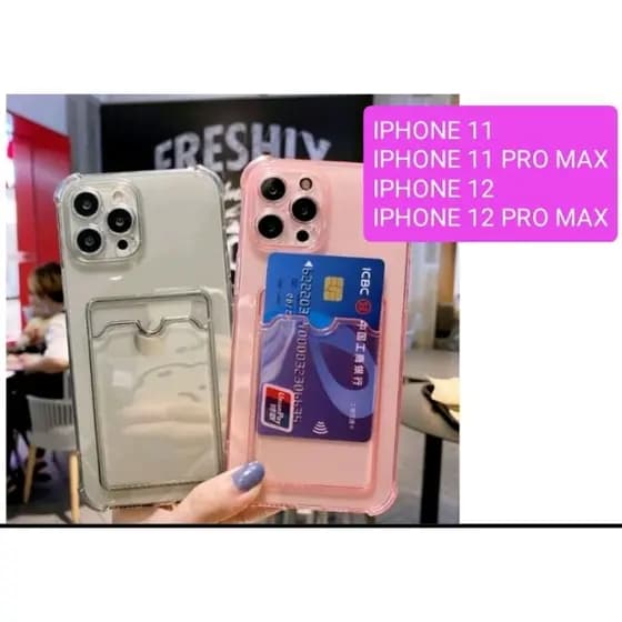 Capa Carteira De Silicone Flexível Transparente Com Porta Cartão Para iPhone 11/iPhone 11 pro max/iPhone 12/iPhone 12 pro Max