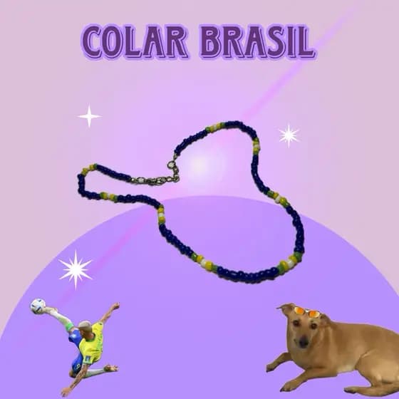 Colar Simples Brasil Copa Torcedores verde amarelo e azul