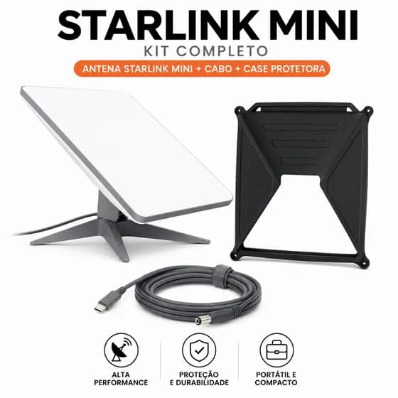 Starlink Mini Antena Internet Satélite + Cabo veicular + Case Silicone