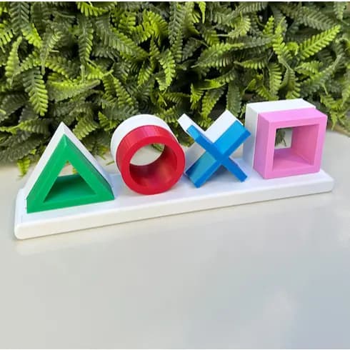 Letreiro Decorativo Gamer Símbolo Ps Playstation Ícones coloridos