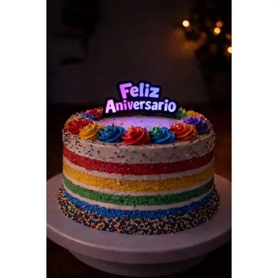 Letreiro Feliz Aniversário 3D Luminoso Decoração