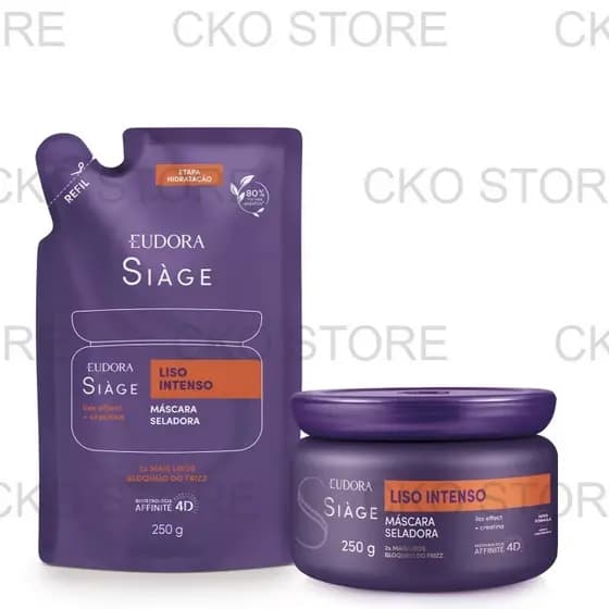 EUDORA KIT Siàge Liso Intenso: Máscara Capilar 250g + Refil Máscara Capilar 250g