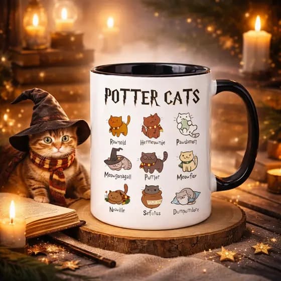 Caneca Harry Potter - Potter Cats com Gatinhos 325ml – Presente Nerd em Cerâmica