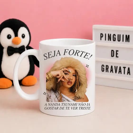 Caneca Motivacional Nanda Tsunami - Seja Forte! 325ml