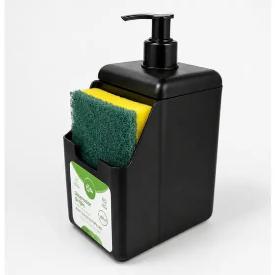 Dispenser Detergente Coza Single 500ml Com Porta Esponja Preto