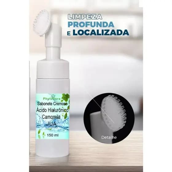 Sabonete Com Acido Hialurônico - Juá e Camomila - Espumador Com Esponja De Limpeza 150ml