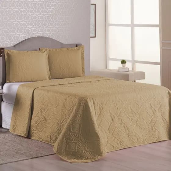 Colcha Cobre Leito Casal Padrão Matelado 3 Peças Luxo