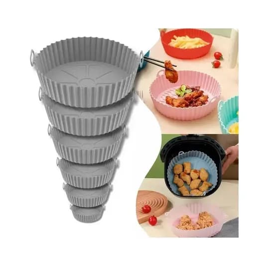 Kit 6 Formas Silicone Air Fryer Reutilizável Antiaderente - Forma De Silicone