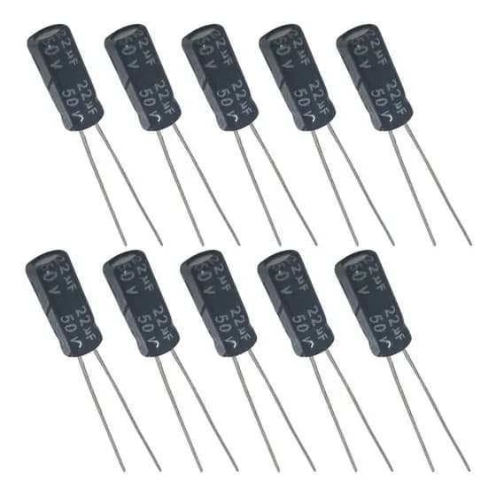 Capacitor Eletrolítico 22uF 50V - Kit 10 Peças