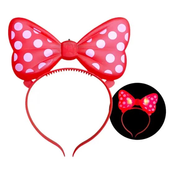 Tiara Da Minnie Mouse Com Led Fantasia Aniversario C/ Luzes