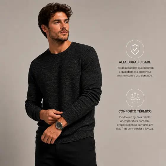 Blusa de Frio Casual- XOA, Gola Careca, Premium | Confortável, Macio e Ideal para Dias Frios
