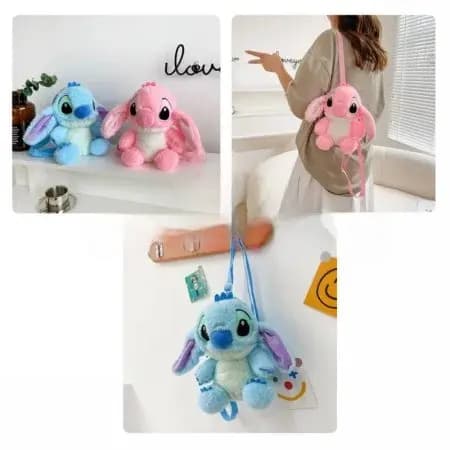 Mochila de Pelúcia Filme Stitch 21cm – Fofa, Charmosa e Versátil para Passeio e Escola