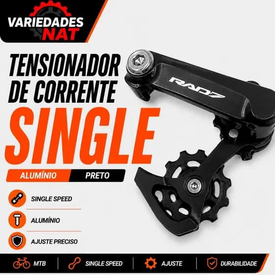 TENSIONADOR DE CORRENTE SINGLE SPEED BIKE MTB ALUMÍNIO PRETO RAD7