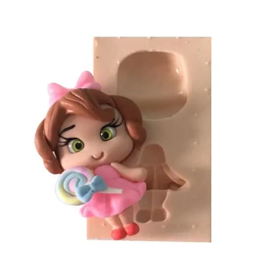 Molde de Silicone Menina Aplique para Laços - Biscuit, Resina, Pastas e etc... (P 124)