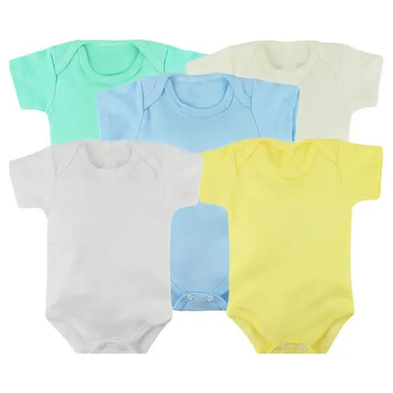 Kit 2, 3, 4, ou 5 Body Bebê Enxoval Manga Curta P ao G Algodão