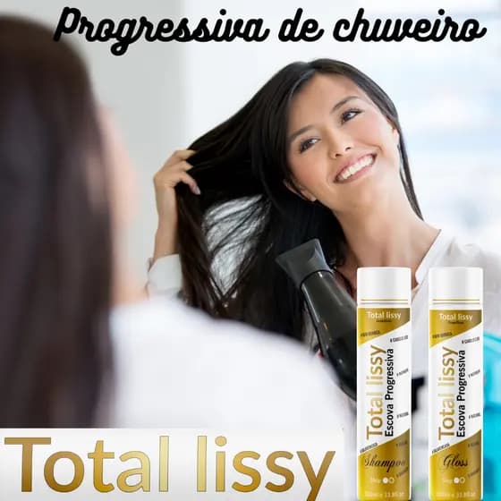 progressiva no chuveiro sem formol Total Lissy alisamento e hidratação imediata