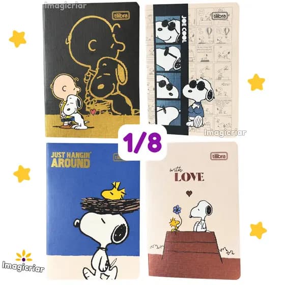 Caderneta 1/8 Grampeada Snoopy Tilibra