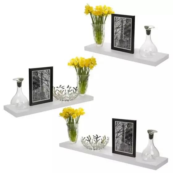 Prateleiras Lisa 60x15cm Reta Branco De Parede Livro Organizadora Cozinha Quarto