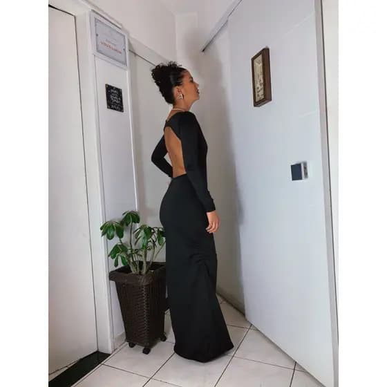 Vestido longo sereia com decote nas costas/ vestido longo chique
