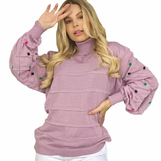Tricô Inverno Grosso Blusa Casaco Suéter Mulher Cores Lindas