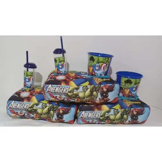 Kit com 10 Almofadas Pipoca Cinema Personalizada com nome e tema