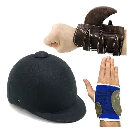 KIT Capacete Luva 5 Atacas Munhequeira Vaquejada Vaqueiro Abvaq Abqm