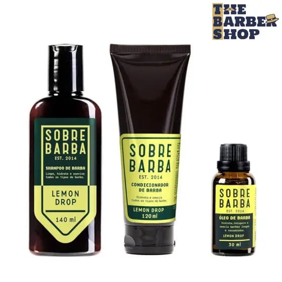 Kit Shampoo + Condicionador + Oleo para Barba Lemon Drop Sobrebarba
