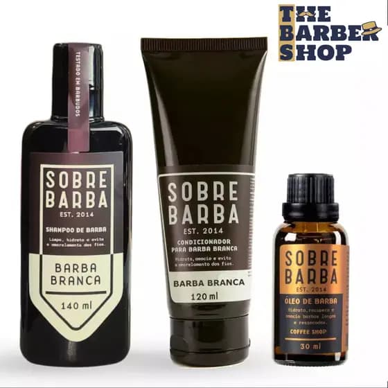 Kit para Barba - Shampoo e Condicionador Barba Branca + Óleo Sobrebarba Coffee Shop