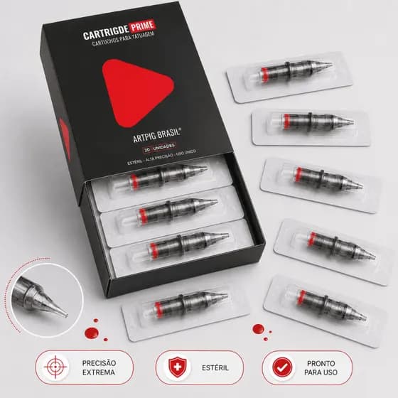 Cartucho Prime 20 unds Tattoo Pen tatuagem micropigmentação universal traço pintura RL RS RM MG