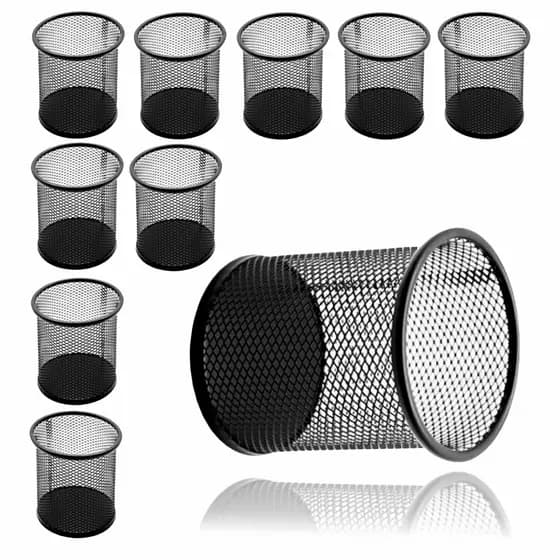 Kit 10 Porta Treco Redondo Preto Organizador De Mesa Porta Caneta Lápis