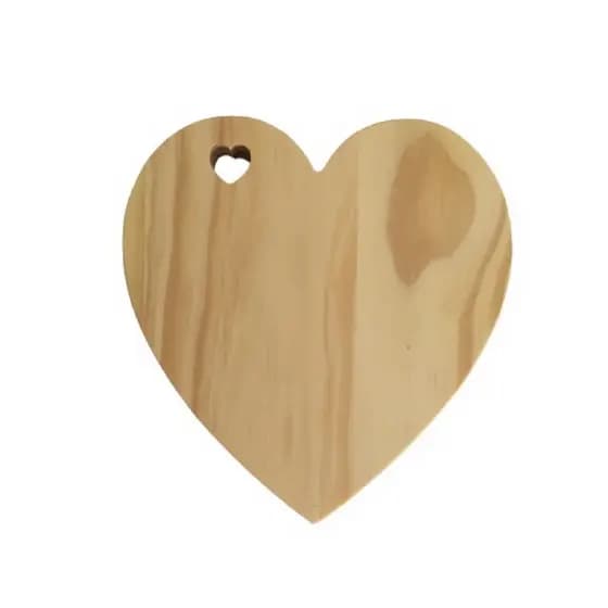 Coração de Madeira Pinus para frios e mesa posta decoração