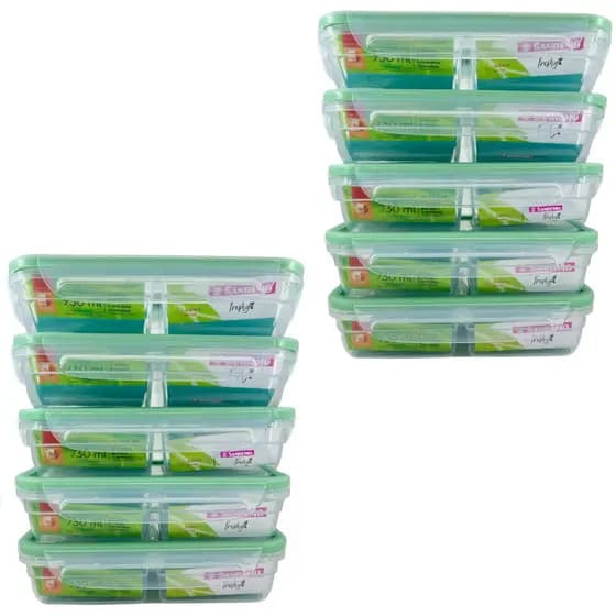 Potes 730ml Com Divisórias Kit Empilhavel Marmita Fit Herméticos Travas Fitness Microondas Freezer
