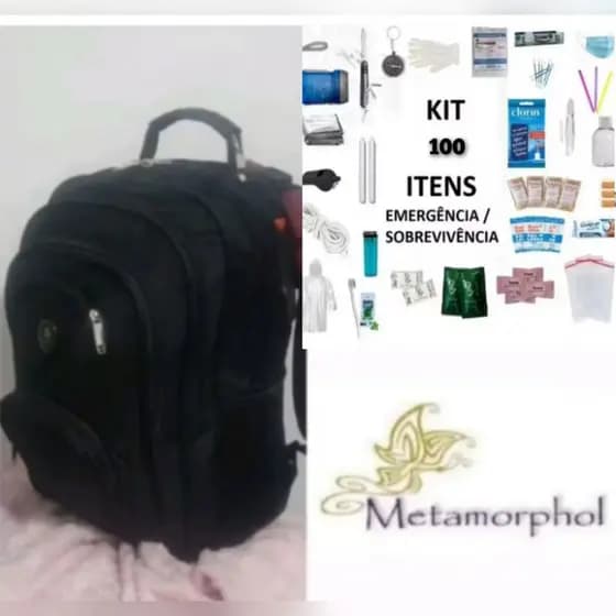 Mochila de Emergência Impermeável + 100 ITENS