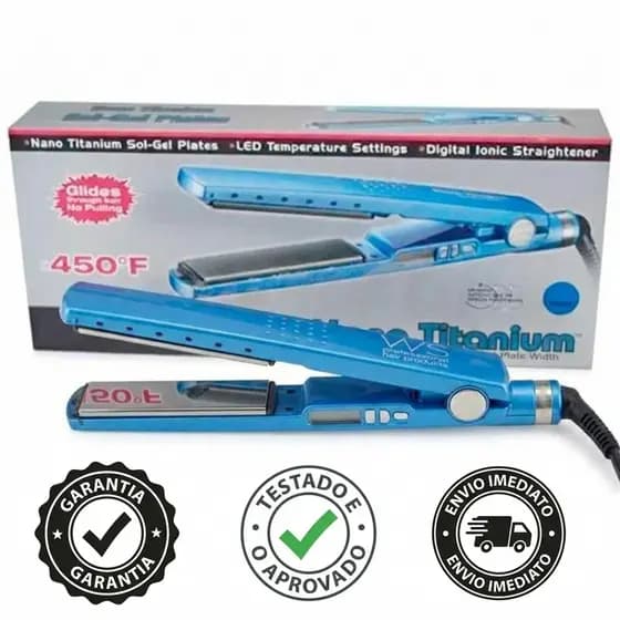 Chapinha Nano Titanium Azul 450° Graus Alisameneto Rápido