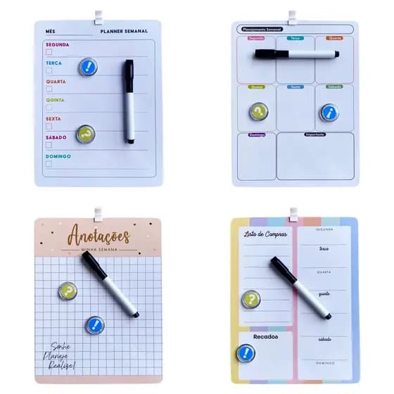 Lousa Magnética Organizadora Planner Semanal Tam P 2338