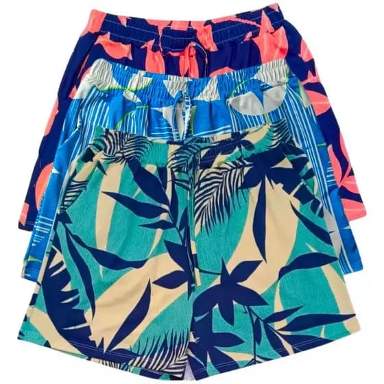 Kit 3 Shorts Bermuda Feminina Crepe Feminino Verão Plus Size