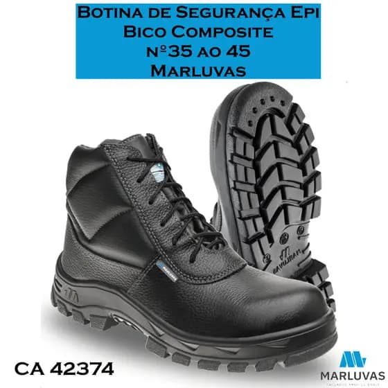 Bota Epi Botina Segurança Bico Composite Manobreiro Palmilha Antiperfuro 50b29 CA 42374 MARLUVAS